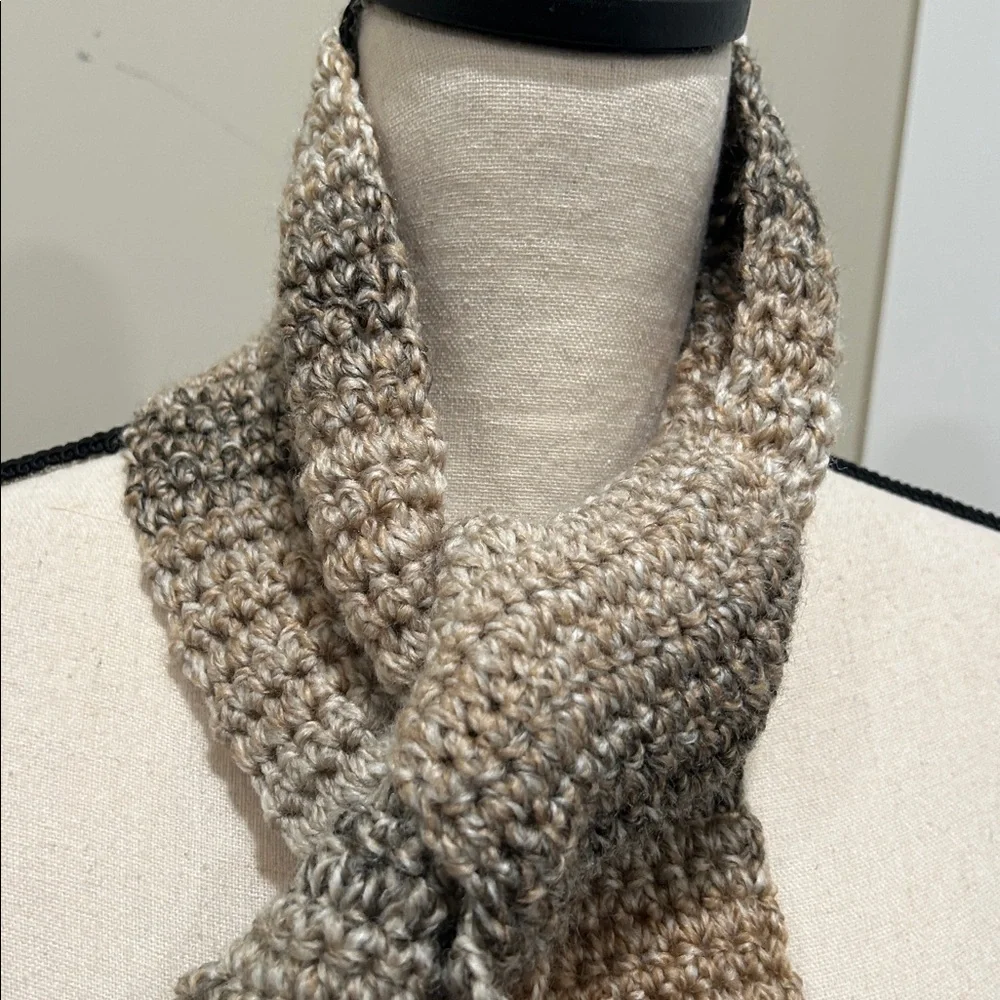Crochet Scarf - Brown and Gray